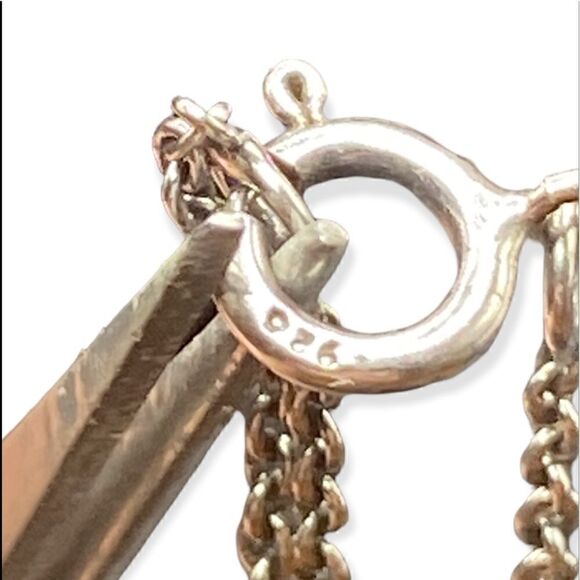 FAS sterling silver 925 CZ heart and key pendant 18” necklace - Picture 2 of 7